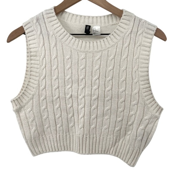 Divided Sweaters - H&M Divided Women S Cropped Sleeveless Sweater Vest White Cream Acrylic Spring